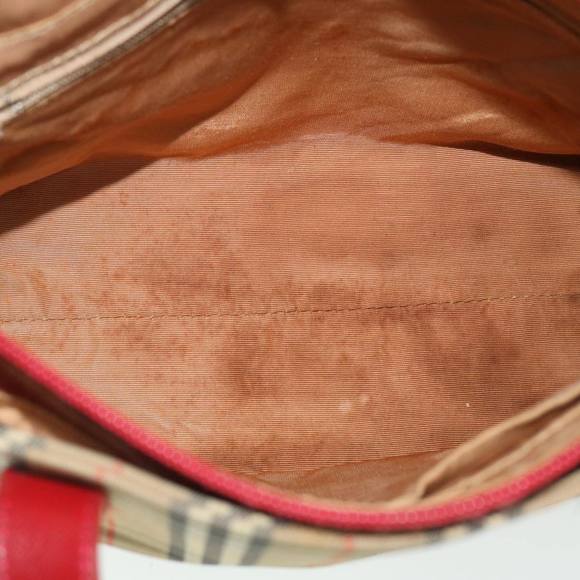 Burberrys Nova Check Hand Bag Canvas Beige Red Auth 53246 - Picture 10 of 16